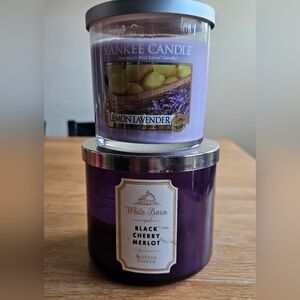 Yankee Candle Lemon Lavender and White Barn Black Cherry Merlot  Candle Set